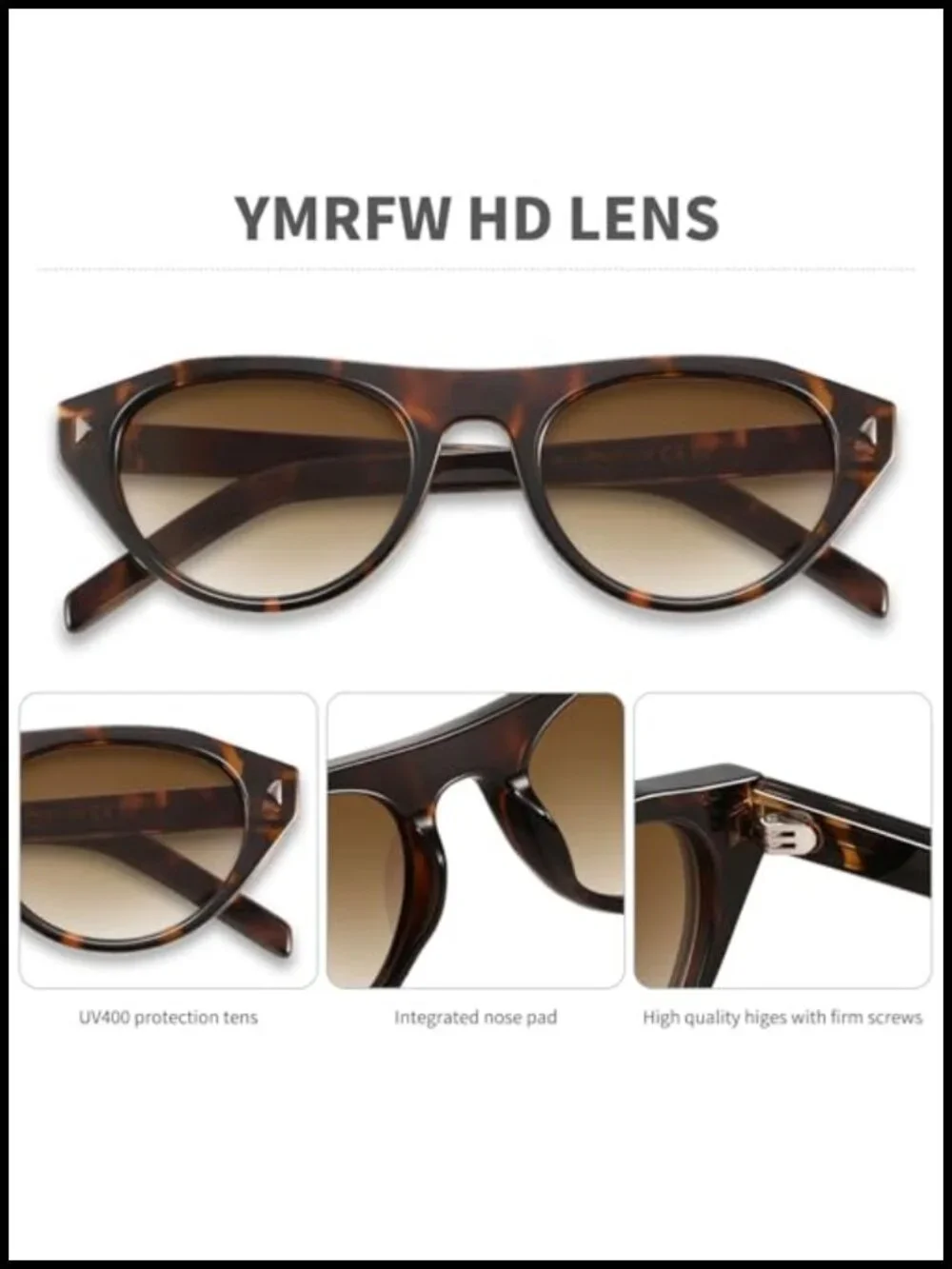 Retro Oval Sunglasses UV400 Protection Plastic Frame